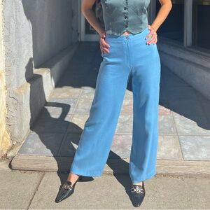 Vintage Catalyst New York 100% Silk Wide Leg Pants Blue 4P – Made in USA